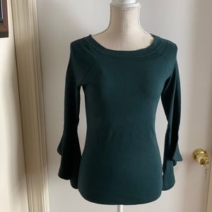INC Emerald green knit top with bell sleeves  NWOT
